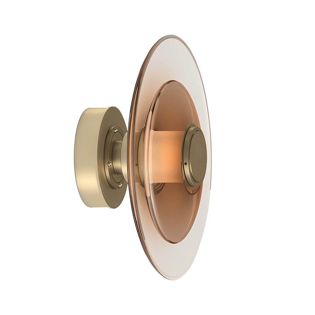Elegant Double Layer Round Glass LED Wall Sconce with Electroplated Metal Frame for Modern Interiors