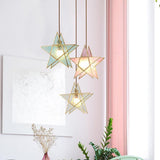Elegant Double Star Glass Hanging Pendant Light Copper Modern Kitchen Island Lighting