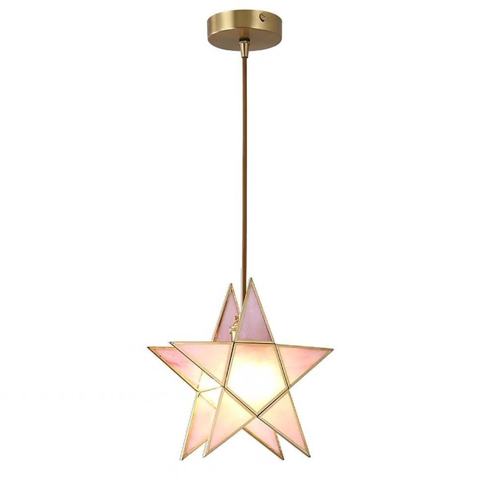 Elegant Double Star Glass Hanging Pendant Light Copper Modern Kitchen Island Lighting