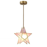 Elegant Double Star Glass Hanging Pendant Light Copper Modern Kitchen Island Lighting