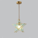 Elegant Double Star Glass Hanging Pendant Light Copper Modern Kitchen Island Lighting