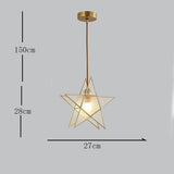 Elegant Double Star Glass Hanging Pendant Light Copper Modern Kitchen Island Lighting