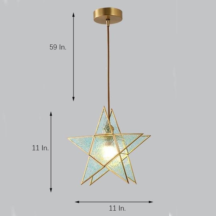 Elegant Double Star Glass Hanging Pendant Light Copper Modern Kitchen Island Lighting