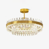 Elegant Drum Glass Candelabrum Crystal Chandelier for Contemporary Home Lighting