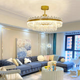 Elegant Drum Glass Candelabrum Crystal Chandelier for Contemporary Home Lighting