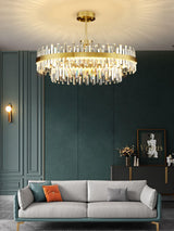 Elegant Drum Glass Candelabrum Crystal Chandelier for Contemporary Home Lighting