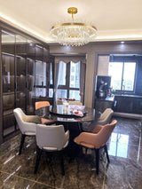 Elegant Drum Glass Candelabrum Crystal Chandelier for Contemporary Home Lighting