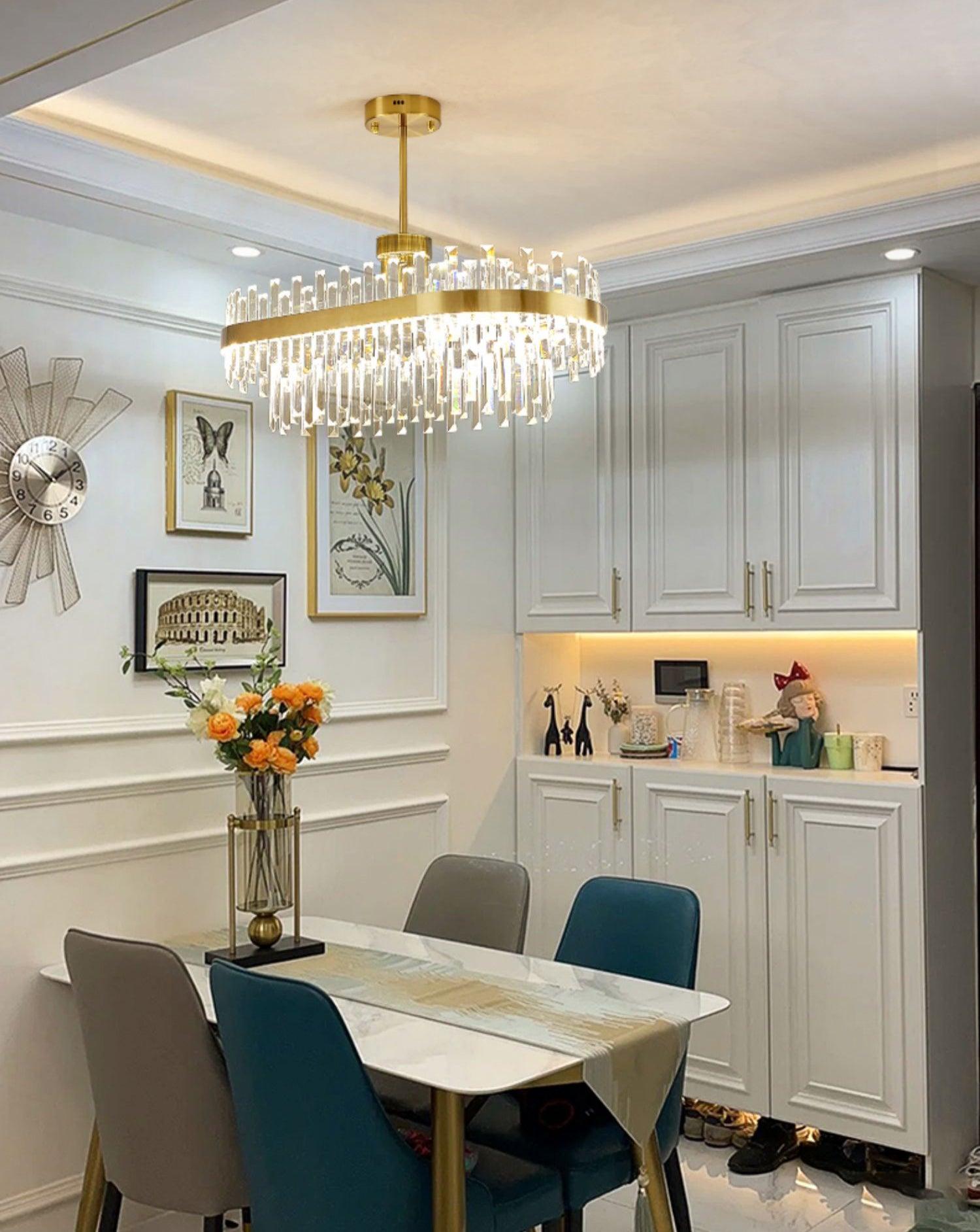 Elegant Drum Glass Candelabrum Crystal Chandelier for Contemporary Home Lighting