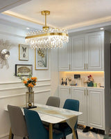 Elegant Drum Glass Candelabrum Crystal Chandelier for Contemporary Home Lighting