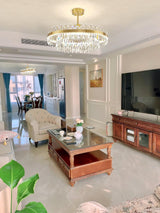 Elegant Drum Glass Candelabrum Crystal Chandelier for Contemporary Home Lighting