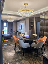 Elegant Drum Glass Candelabrum Crystal Chandelier for Contemporary Home Lighting