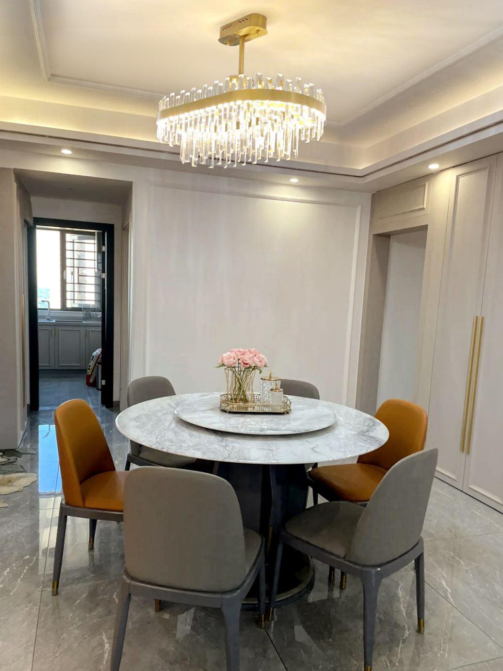 Elegant Drum Glass Candelabrum Crystal Chandelier for Contemporary Home Lighting