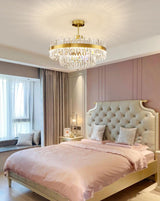 Elegant Drum Glass Candelabrum Crystal Chandelier for Contemporary Home Lighting