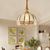 Elegant European Copper and Glass Flower Pendant Light with 3 Step Dimming for Hallways and Entrances