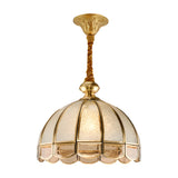 Elegant European Copper and Glass Flower Pendant Light with 3 Step Dimming for Hallways and Entrances