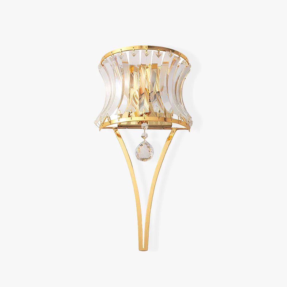 Elegant Fantania Crystal Arc Wall Sconce Gold Metal Indoor Lighting Set of Two
