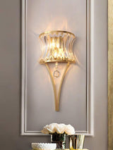 Elegant Fantania Crystal Arc Wall Sconce Gold Metal Indoor Lighting Set of Two