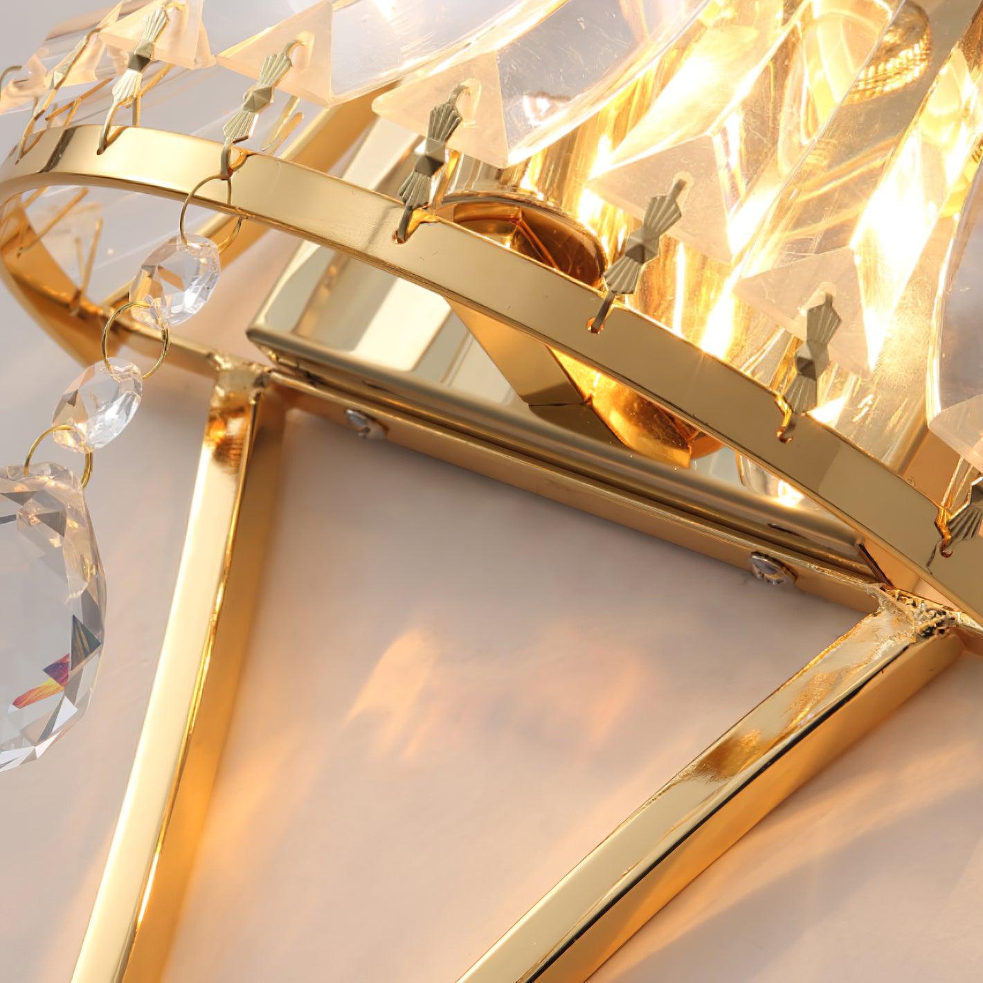 Elegant Fantania Crystal Arc Wall Sconce Gold Metal Indoor Lighting Set of Two