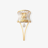 Elegant Fantania Crystal Arc Wall Sconce Gold Metal Indoor Lighting Set of Two
