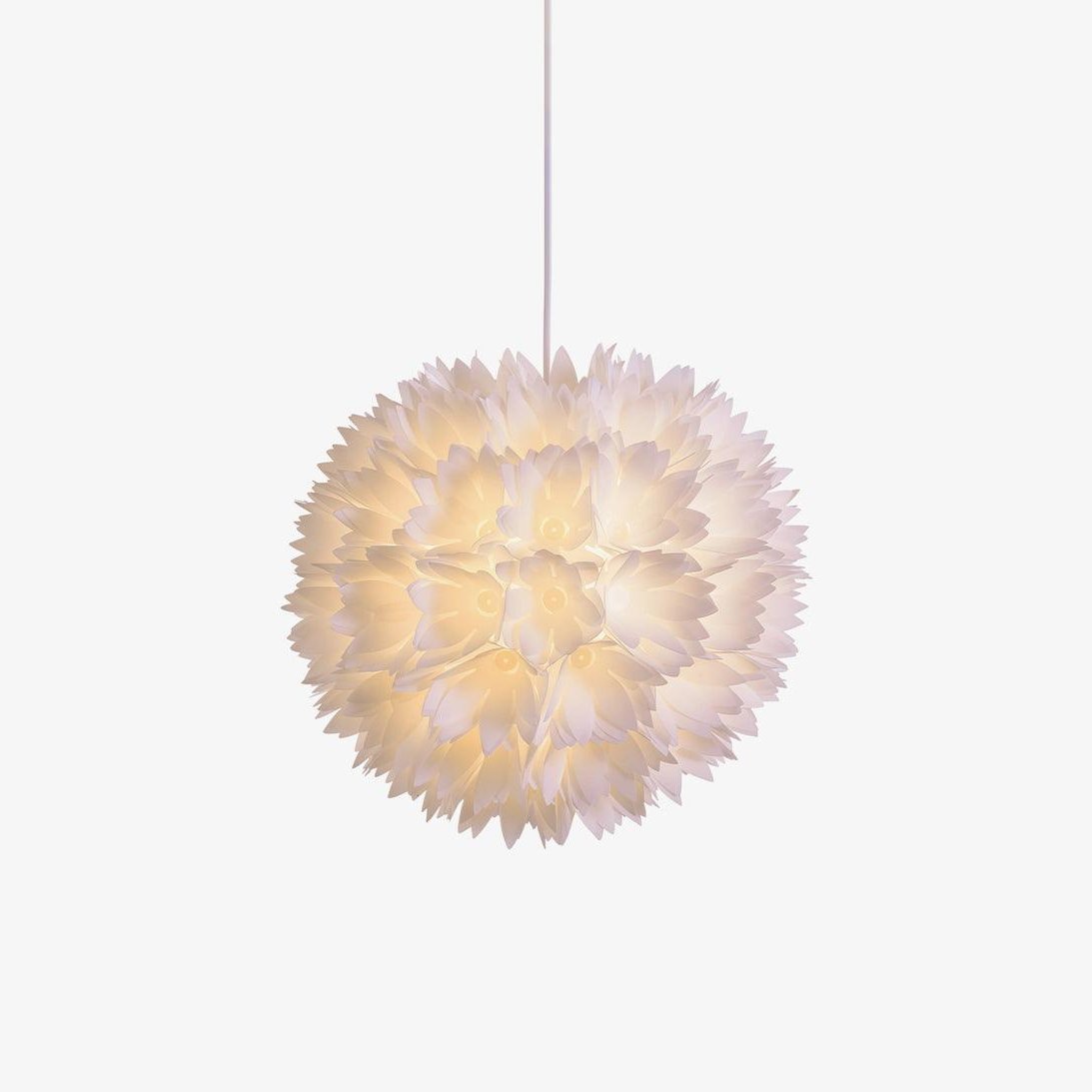 Elegant Floral Ball Pendant Light White PVC Petal Design Modern Hanging Chandelier