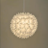 Elegant Floral Ball Pendant Light White PVC Petal Design Modern Hanging Chandelier