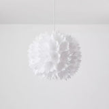 Elegant Floral Ball Pendant Light White PVC Petal Design Modern Hanging Chandelier