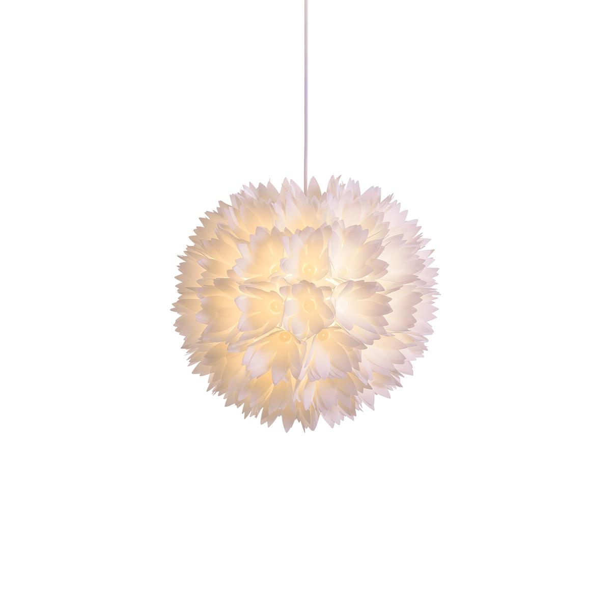 Elegant Floral Ball Pendant Light White PVC Petal Design Modern Hanging Chandelier