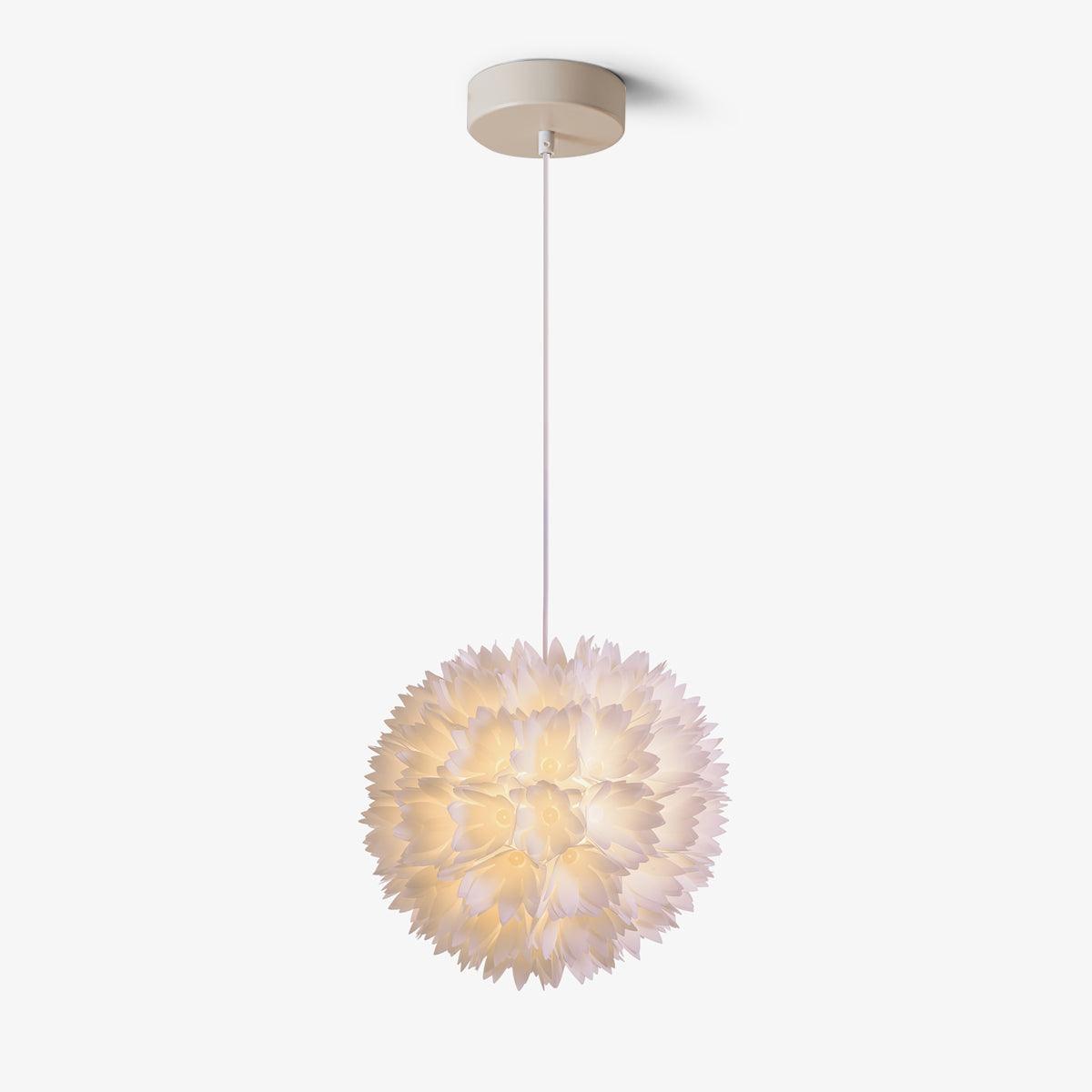 Elegant Floral Ball Pendant Light White PVC Petal Design Modern Hanging Chandelier
