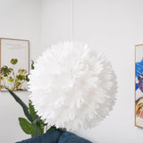Elegant Floral Ball Pendant Light White PVC Petal Design Modern Hanging Chandelier