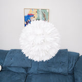 Elegant Floral Ball Pendant Light White PVC Petal Design Modern Hanging Chandelier
