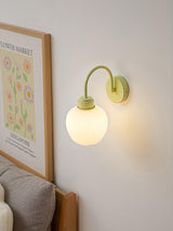 Elegant Floral Design Metal Wall Sconce Flower Blossom Indoor Decorative Wall Light in Green and White Finish