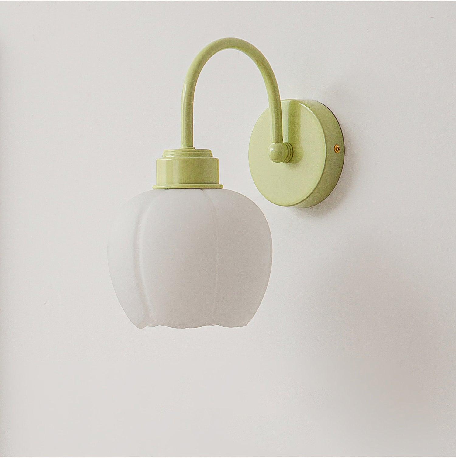 Elegant Floral Design Metal Wall Sconce Flower Blossom Indoor Decorative Wall Light in Green and White Finish