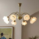 Elegant Floral Rose Glass and Copper Chandelier Ceiling Light for Interior Living Spaces
