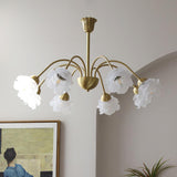 Elegant Floral Rose Glass and Copper Chandelier Ceiling Light for Interior Living Spaces