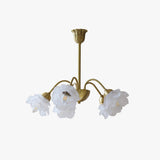 Elegant Floral Rose Glass and Copper Chandelier Ceiling Light for Interior Living Spaces