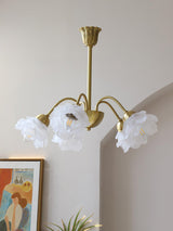 Elegant Floral Rose Glass and Copper Chandelier Ceiling Light for Interior Living Spaces