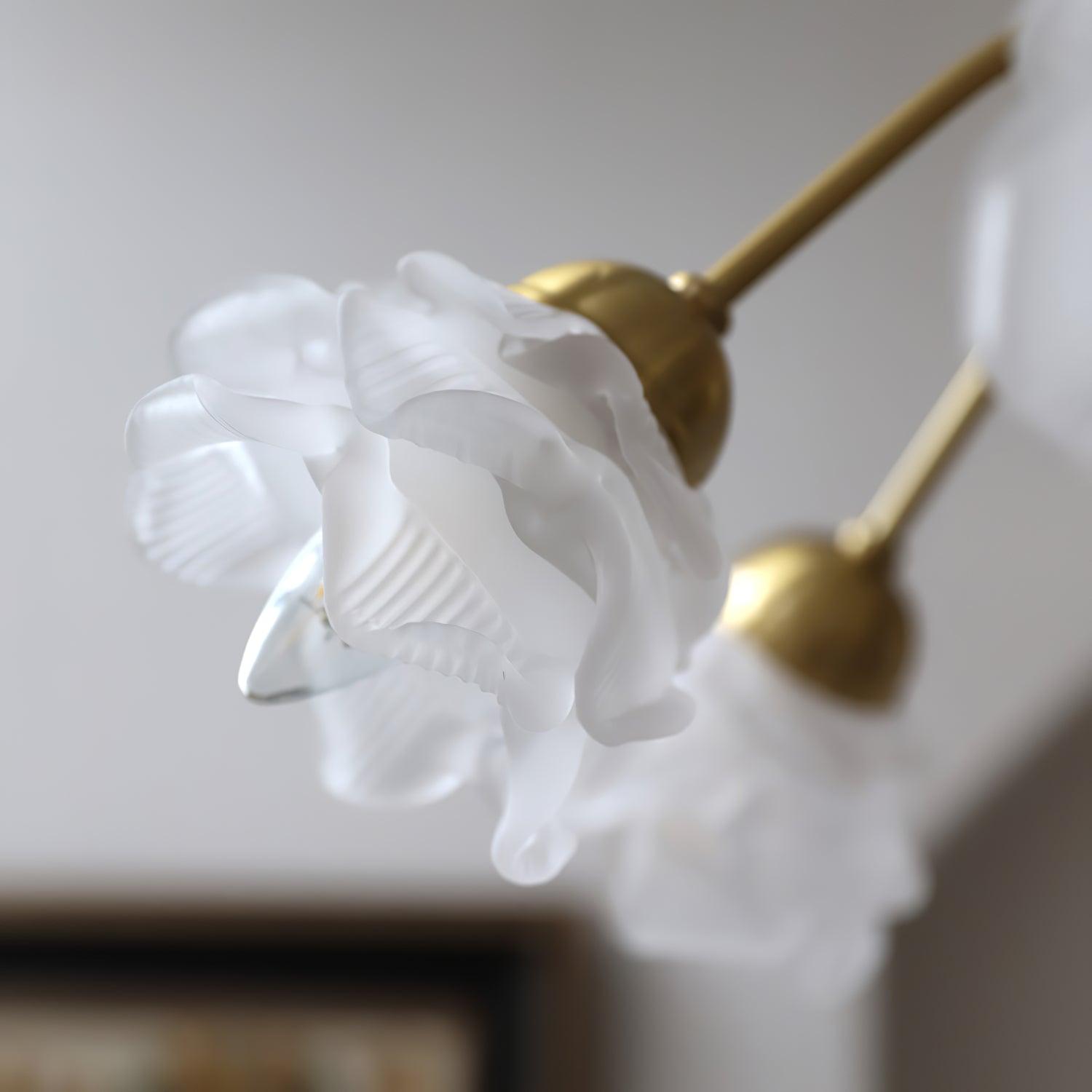 Elegant Floral Rose Glass and Copper Chandelier Ceiling Light for Interior Living Spaces