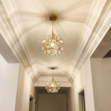 Elegant Flower Shaped Glass Pendant Light Copper Hanging Ceiling Fixture for Modern Home Decor