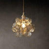 Elegant Flower Shaped Glass Pendant Light Copper Hanging Ceiling Fixture for Modern Home Decor