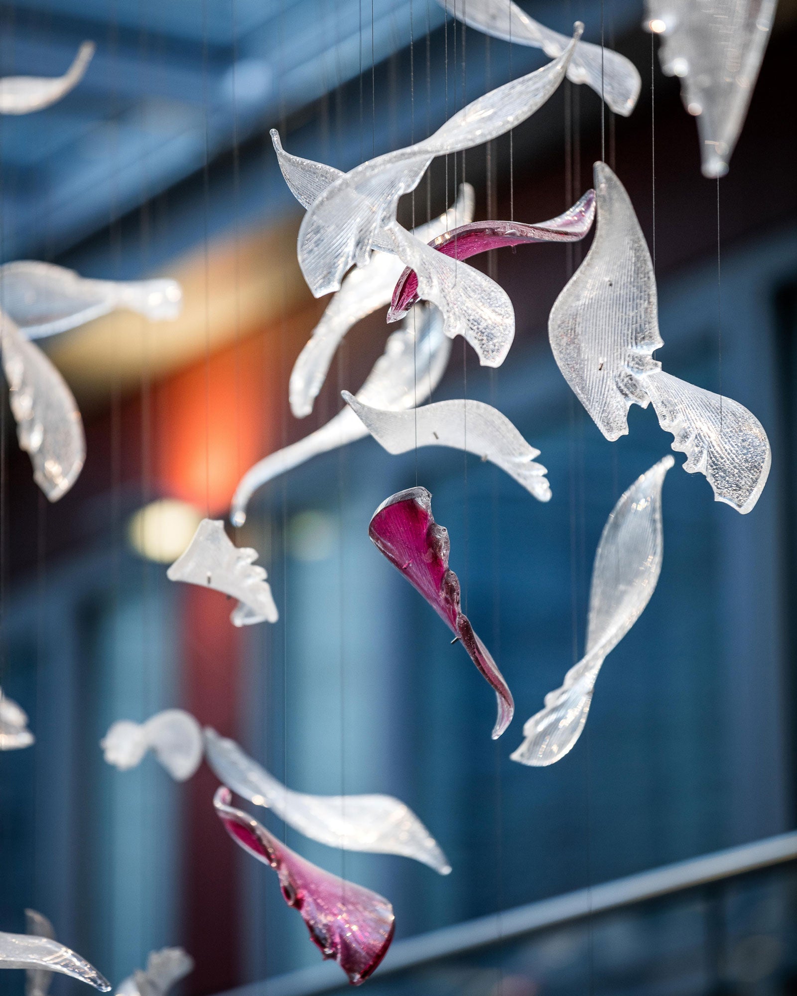 Elegant Flying Glass Feather Crown LED Chandelier for Large Foyers and Living Areas