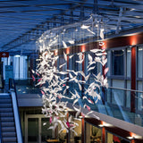 Elegant Flying Glass Feather Crown LED Chandelier for Large Foyers and Living Areas