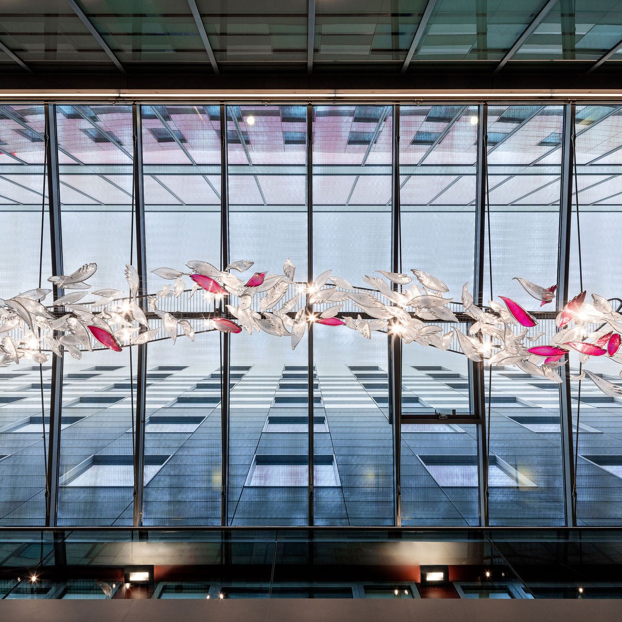 Elegant Flying Glass Feather Crown LED Chandelier for Large Foyers and Living Areas