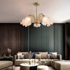 Elegant French Floral Glass Chandelier with 3 Step Dimming LED for Living Room
