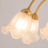 Elegant French Floral Glass Chandelier with 3 Step Dimming LED for Living Room