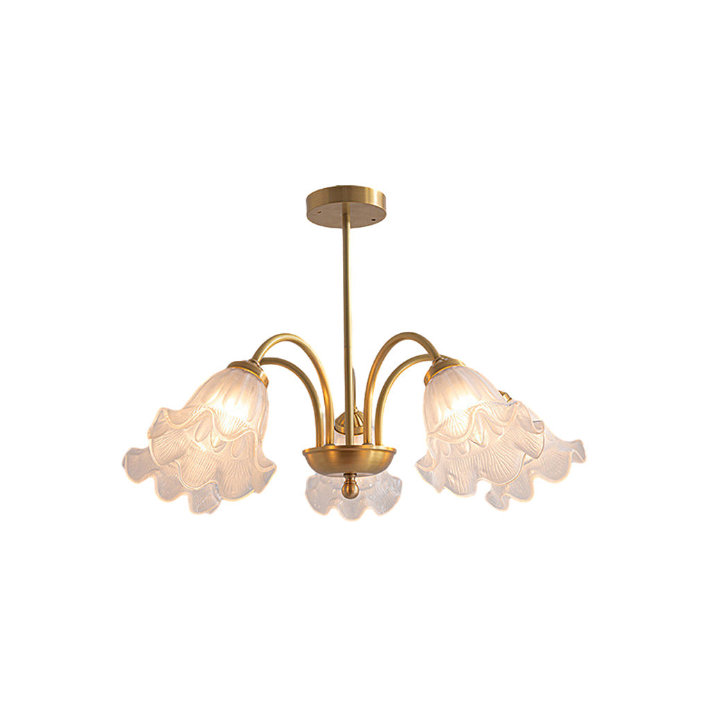 Elegant French Floral Glass Chandelier with 3 Step Dimming LED for Living Room