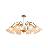 Elegant French Floral Glass Chandelier with 3 Step Dimming LED for Living Room