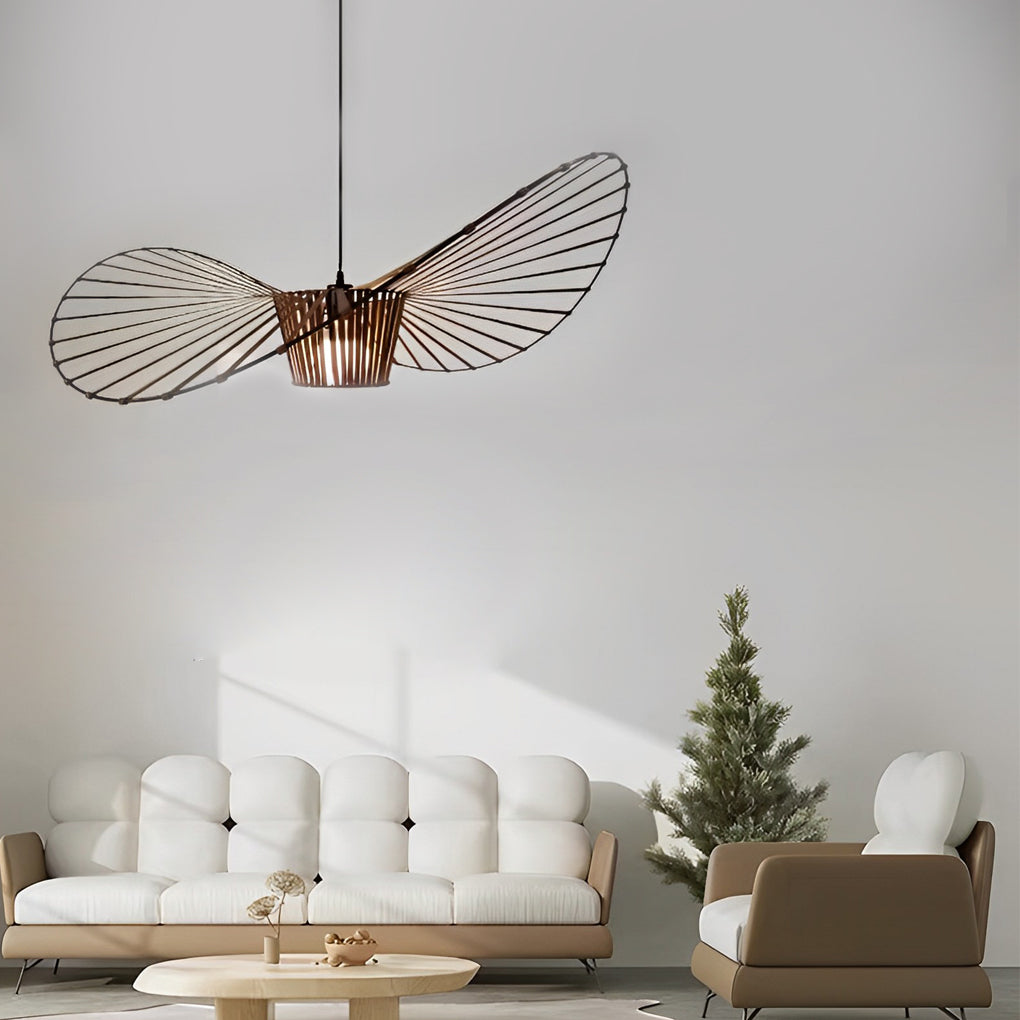 Elegant French Hat Design Fabric Pendant Light Modern Nordic Chandelier for Bedroom and Living Room