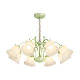 Elegant French Pastoral White Flower Chandelier 8 Light Floral Pendant with 3 Step Dimming