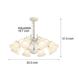 Elegant French Pastoral White Flower Chandelier 8 Light Floral Pendant with 3 Step Dimming