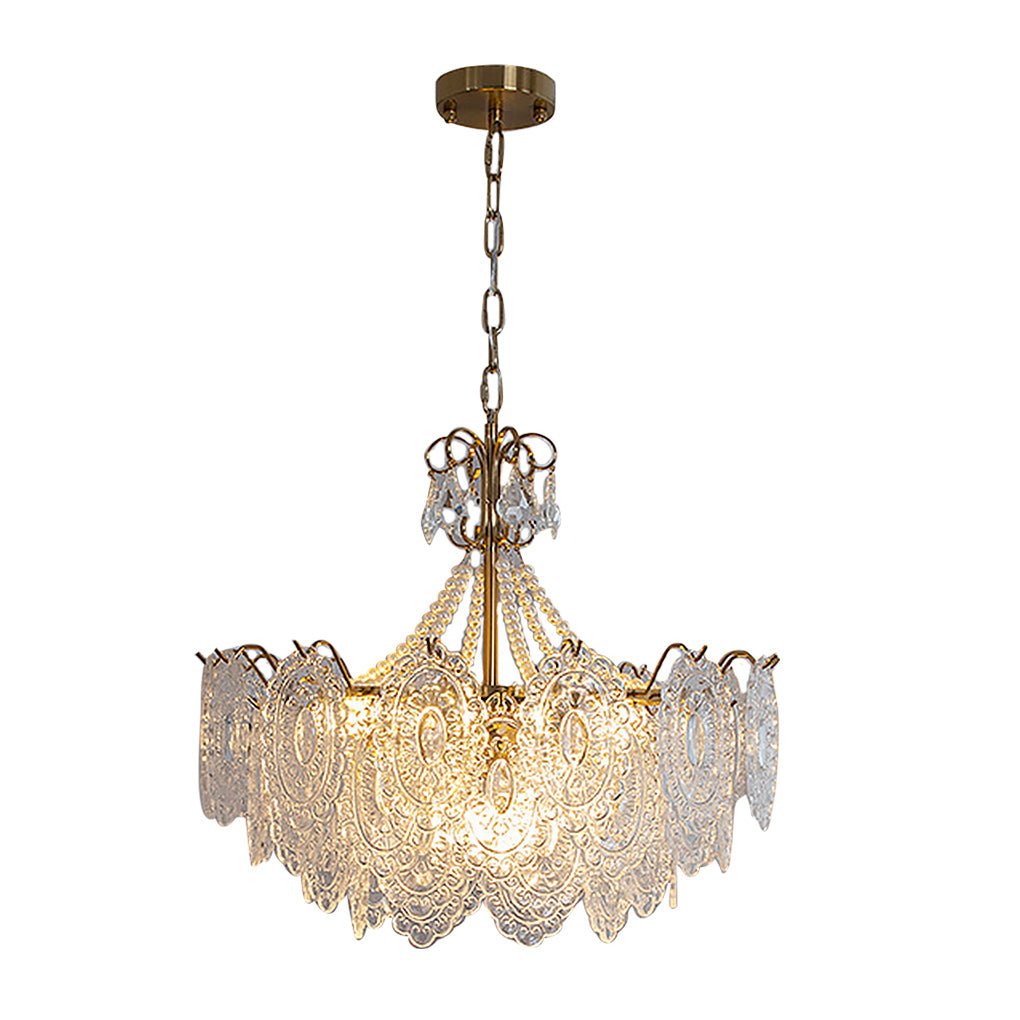 Elegant French Retro Ornate Glass Crystal Chandelier Luxury Tricolor LED Ceiling Light for Living Room Bedroom